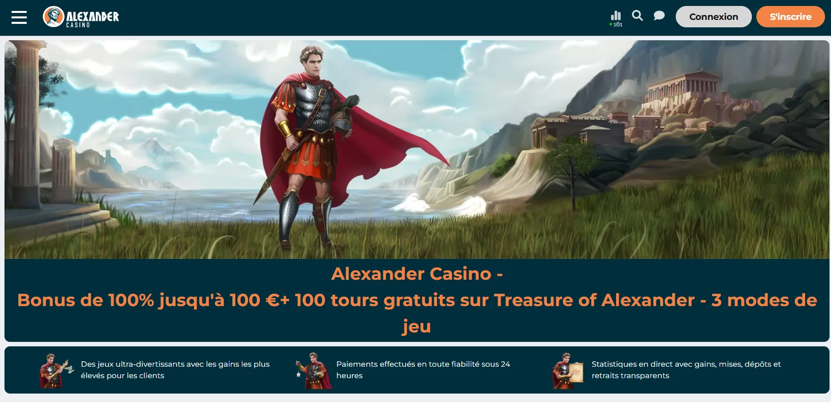 Version mobile d'Alexander Casino